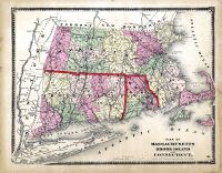 State Map of Massachusetts - Rhode Island - Conneticut